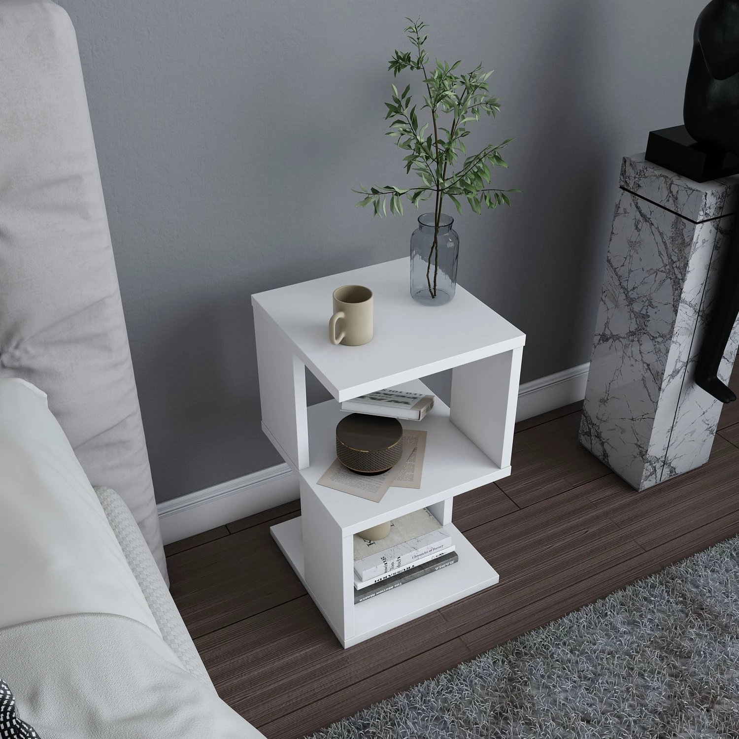 Komodinë natës Hanah Home, Carter, e bardhë