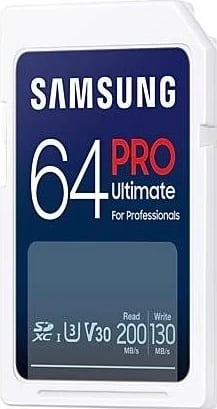 Kartë kujtese Samsung PRO Ultimate SDXC, 64GB, UHS-I U3, me lexues