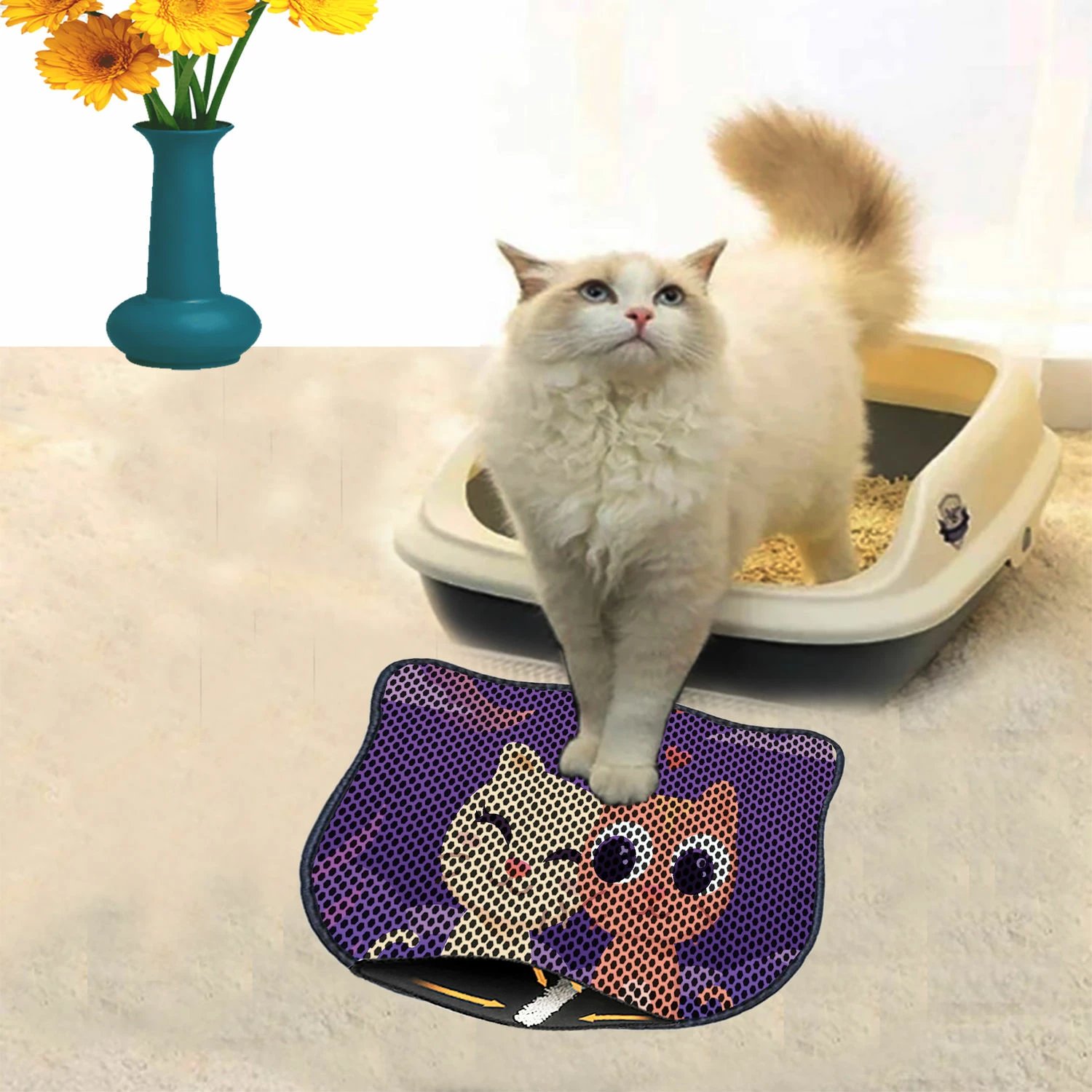 Tapet për rërë mace, shumëngjyrësh, Paws & Whiskers, Kdkafa0095, 40x50cm