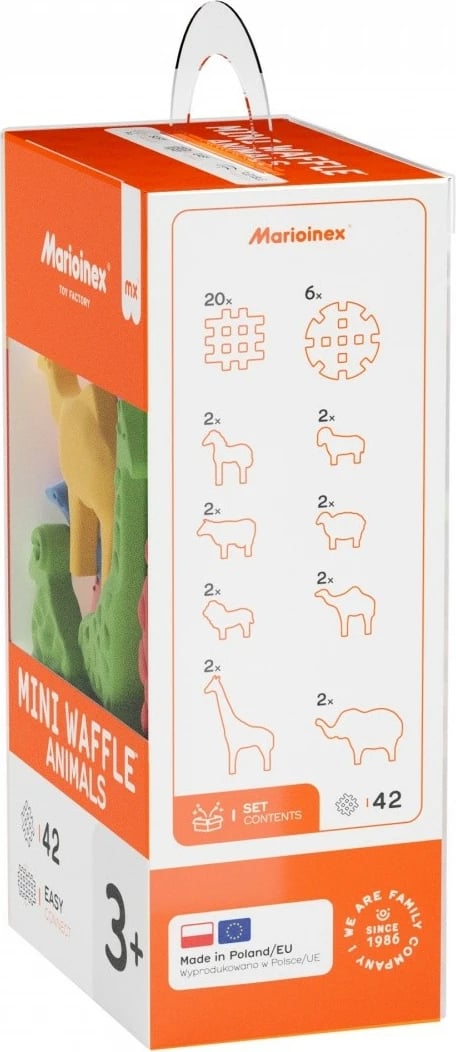 Set blloqe ndërtimi Marioinex Mini Waffle Animals, 42 pjesë, shumëngjyrëshe