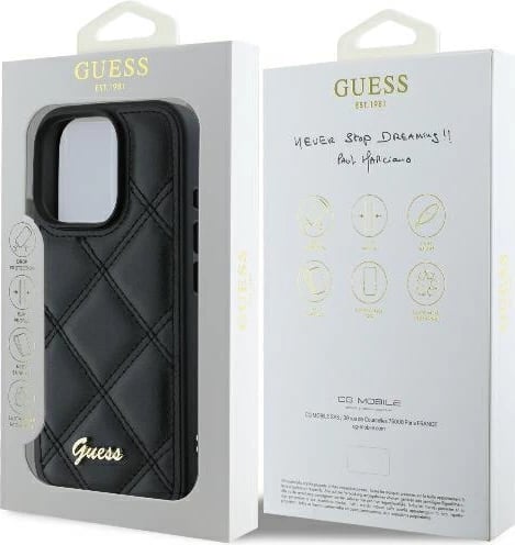 Mbështjellës Guess Quilted Metal për iPhone 16 Pro Max, i zi Mbështjellës Guess Quilted Metal për iPhone 16 Pro Max, i zi