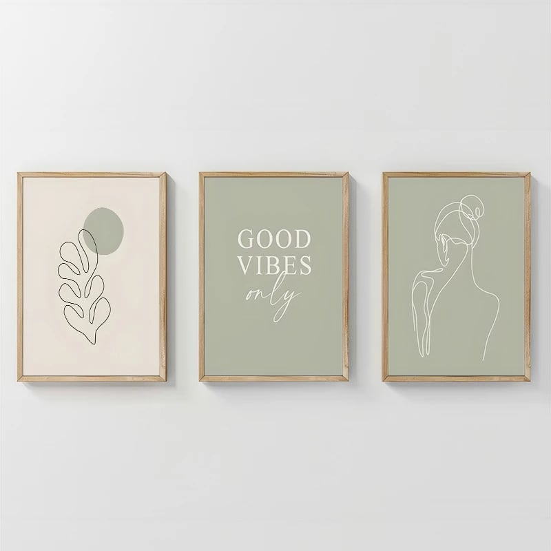 Set pikturash murale Veyra triptik, print digjital, kornizë druri, 33x1.5x48cm