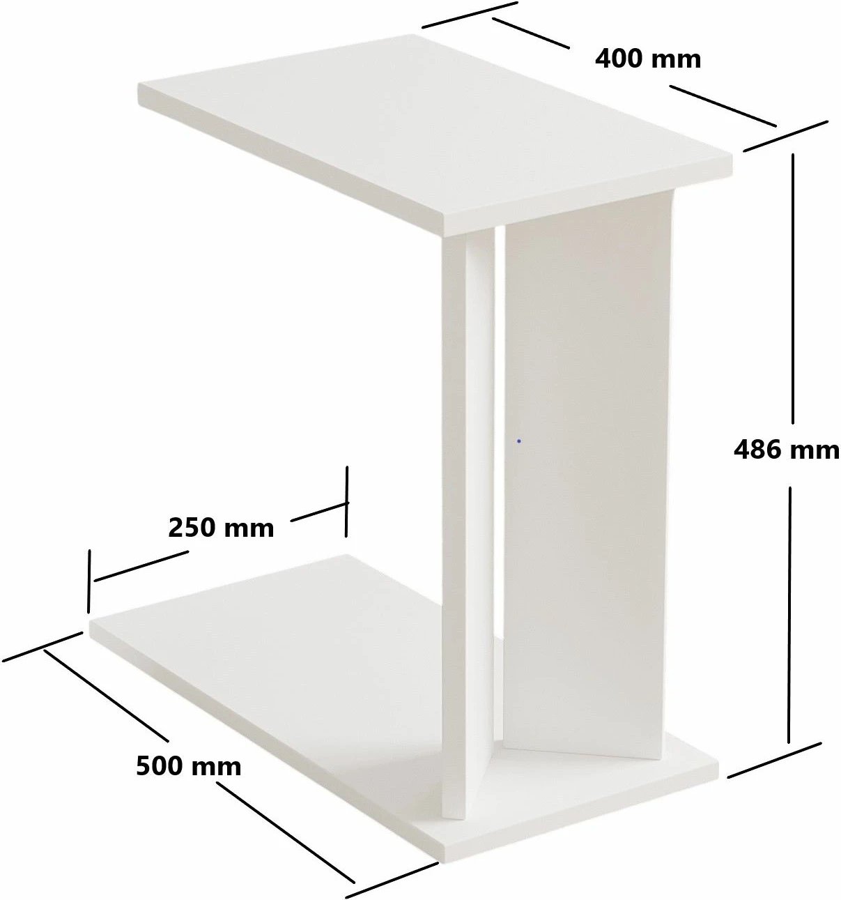 Tavolinë anësore Skye Decor, e bardhë, Lun