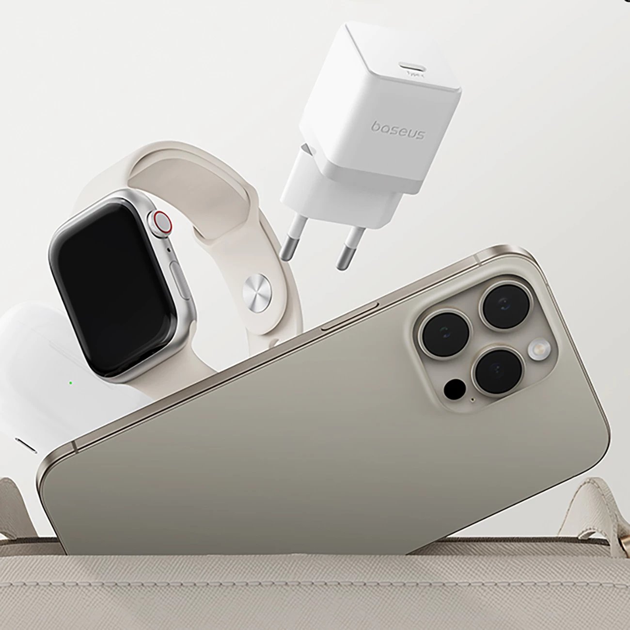 Karikues muri Baseus Palm 1C, 20W, me kabllo USB-C 1m, Bardhë