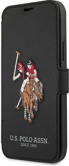 Mbështjellës U.S. Polo Assn. USFLBKP12LPUGFLBK për iPhone 12 Pro Max, Polo Embroidery, i zi
