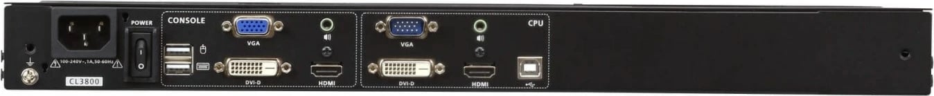 Konsolë rack ATEN CL3800NW-ATA-AG, 18.5", Dual Rail, HDMI/DVI/VGA, e zezë