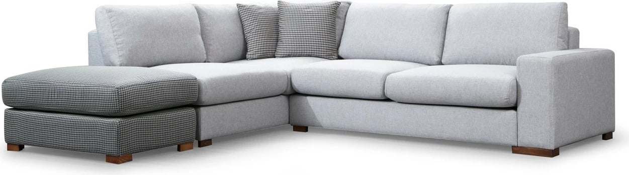 Këndsofa Atelier del Sofa, Loop 1, gri dhe gri e çelët, me pouf