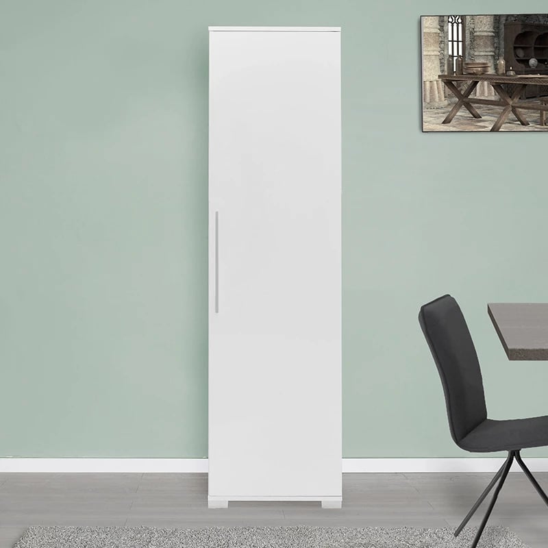 Kabinet-kolonë Diamond1, ngjyrë e bardhë me shkëlqim, 50x35x187cm