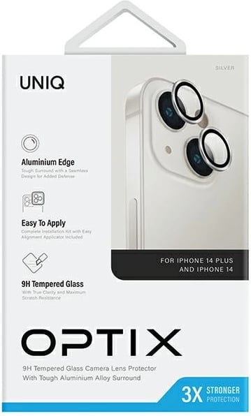 Mbështjellës alumini për lente kamerë UNIQ Optix, për iPhone 14/14 Plus, argjend