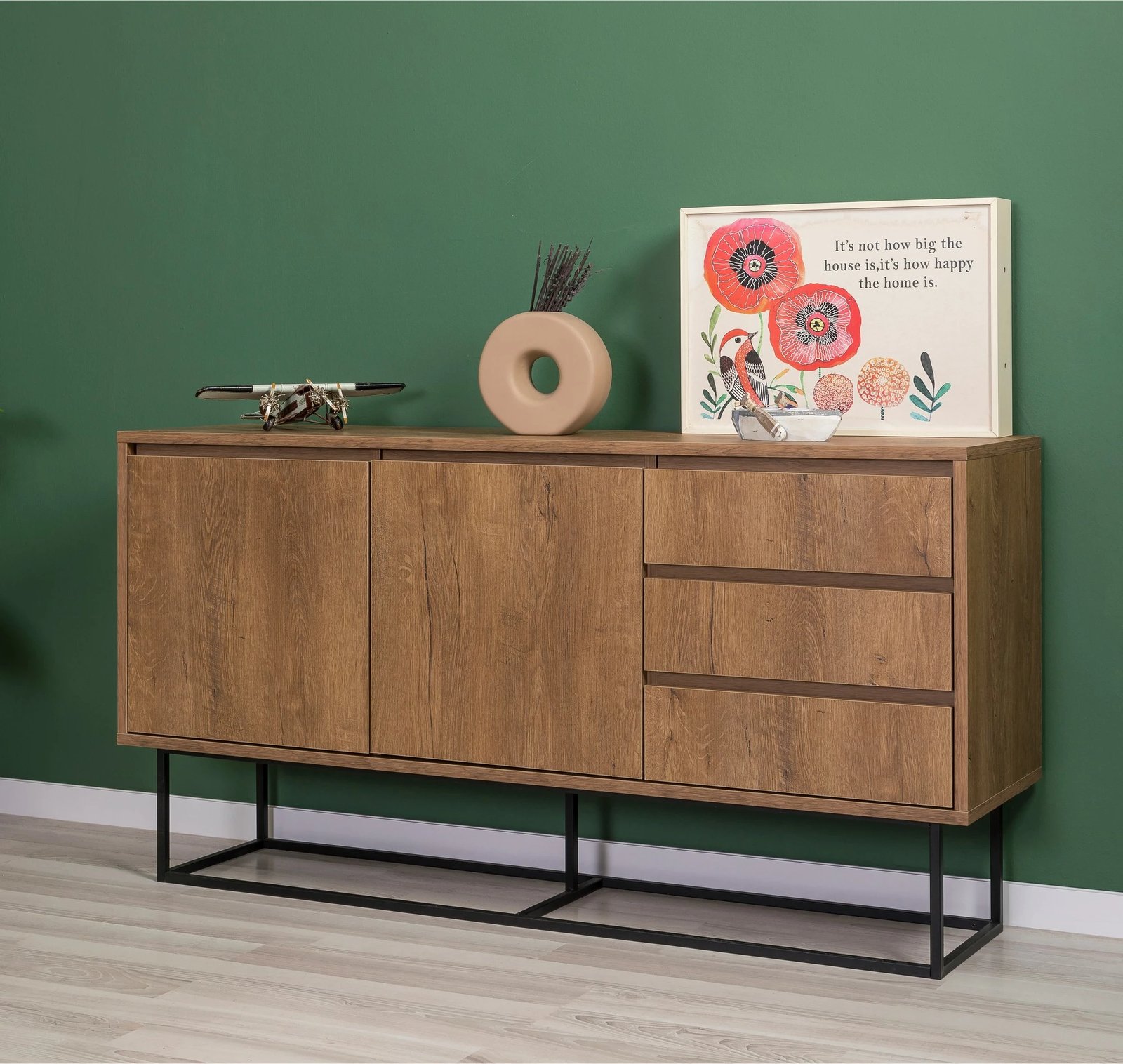 Set mobiljesh për dhomë dite, Laxus Takım 9, ngjyrë arre dhe e zezë