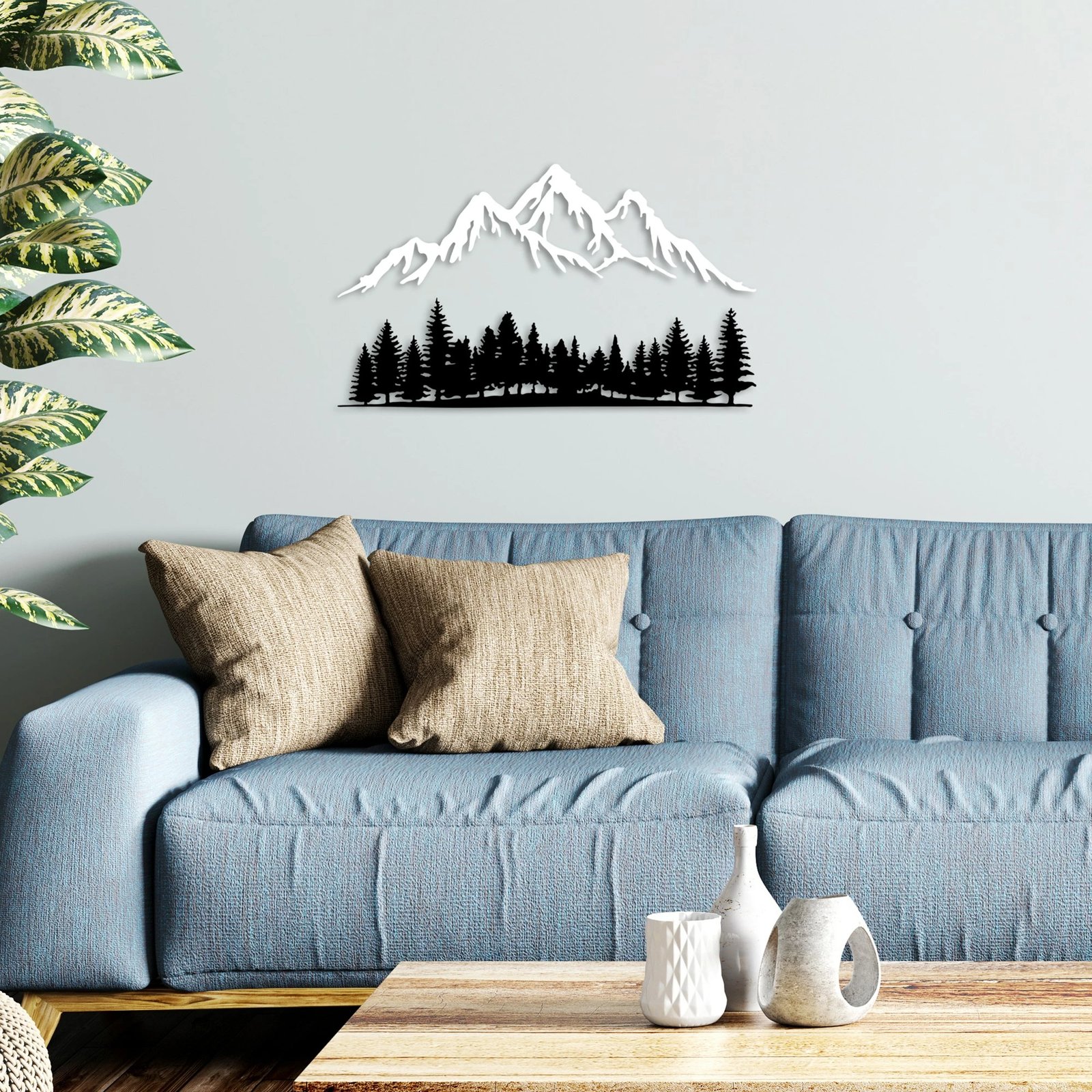 Aksesor dekorativ metalik për mur, natyrë dhe male, Wallity