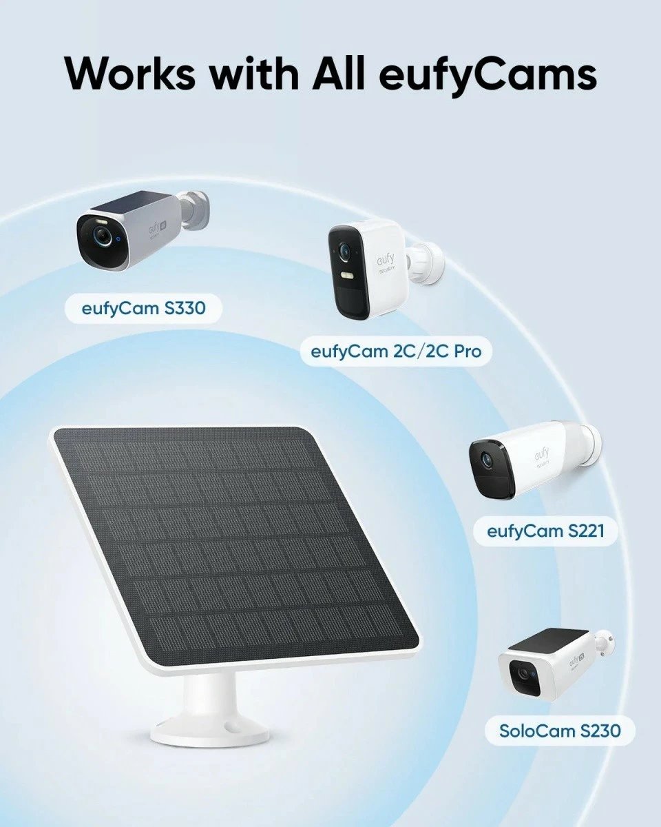 Panel diellor 3W, Anker Eufy, T8705011, për EufyCam 2/2 Pro/2C/2C Pro/S330 dhe SoloCam S230, e bardhë