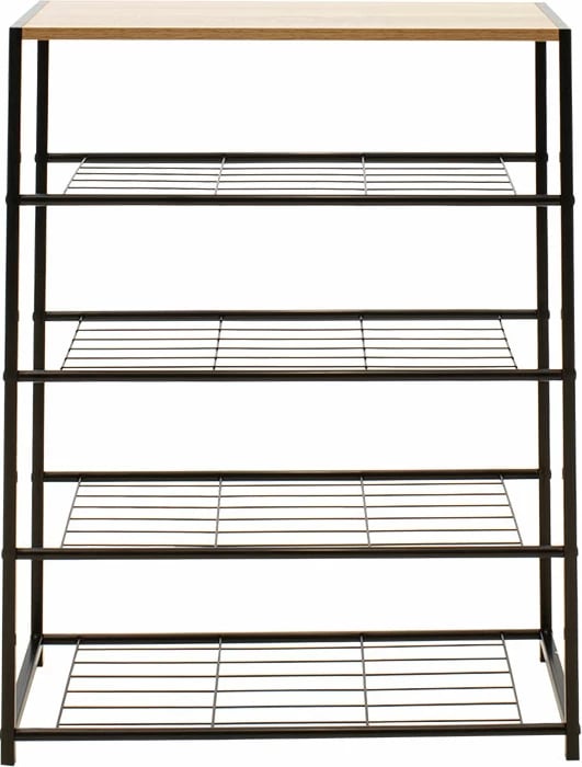 Raft këpucësh Ramon, 12 palë, ngjyrë lisi-modern, kornizë metalike e zezë, 63x30x83cm