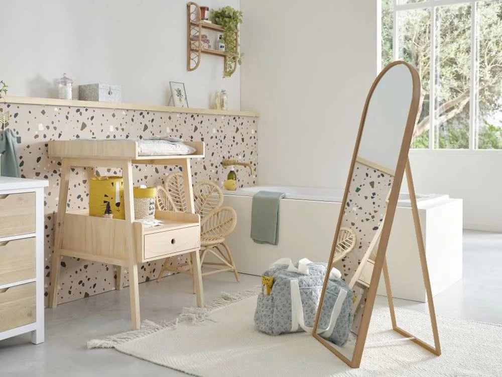 Pasqyrë qëndruese Scandi, dru natyral, 45x175cm