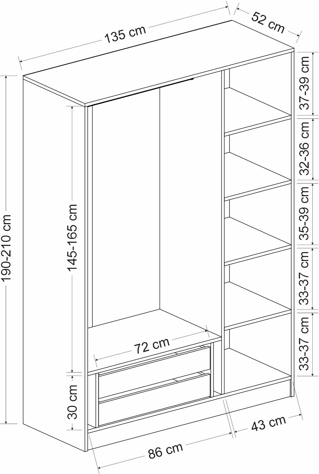 Dollap Skye Decor, ngjyrë lisi, 2267
