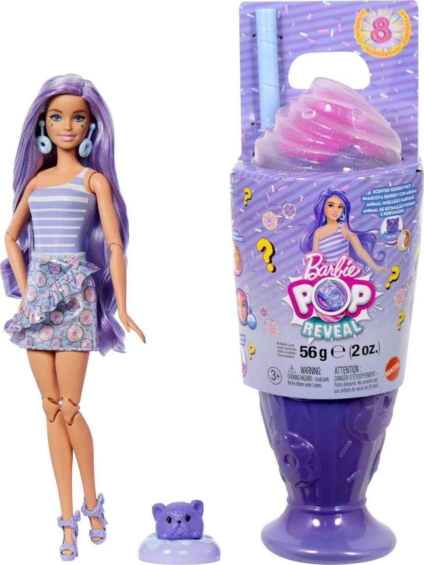 Kukull Barbie Pop Reveal Stylish Dessert Series me aksesorë, Mattel JFY00/JFY60, e purpurt