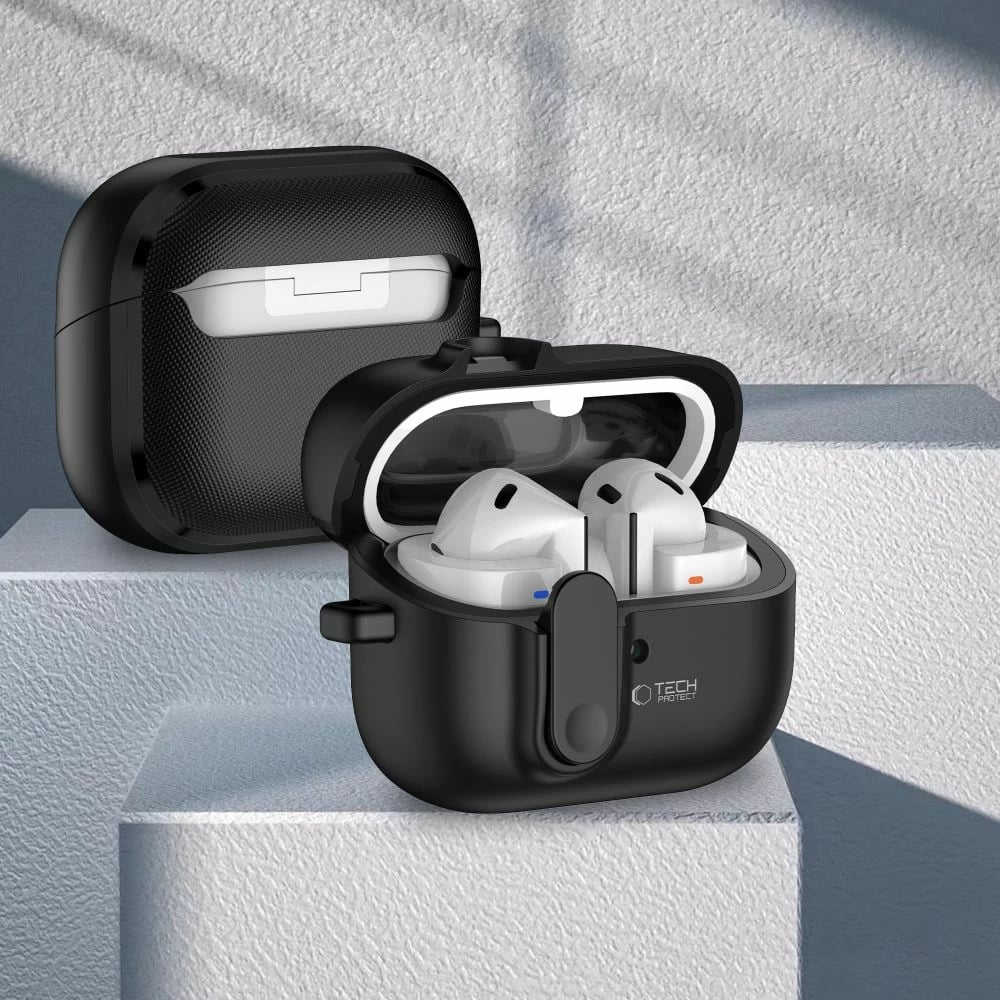 Mbështjellës Tech-Protect Slim Hook për Samsung Galaxy Buds 3 / 3 Pro, i zi