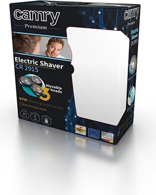 Makinë rroje, Camry, CR 2915, 3 koka lëvizëse, bateri me rikarikim 60 min, bardhë/zezë