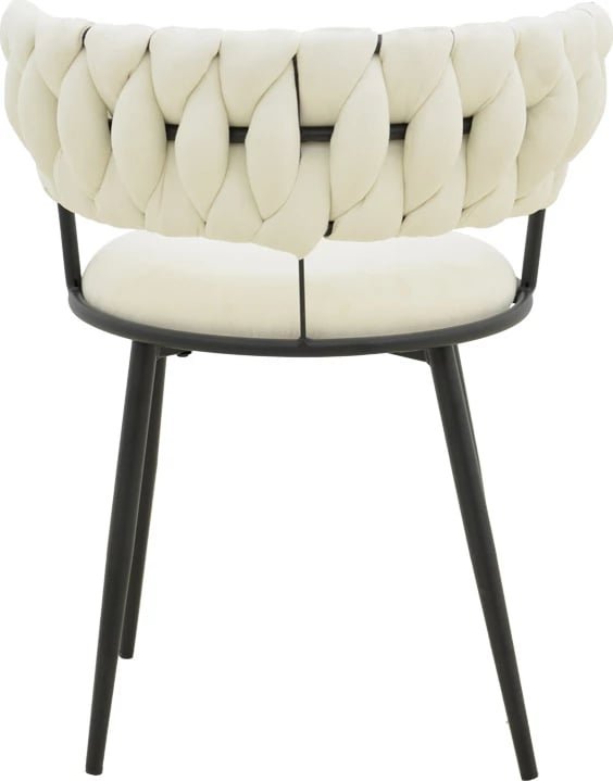 Set 2 ulëse Alkia I, stof ecru, këmbë metalike të zeza, 57x58.5x72cm