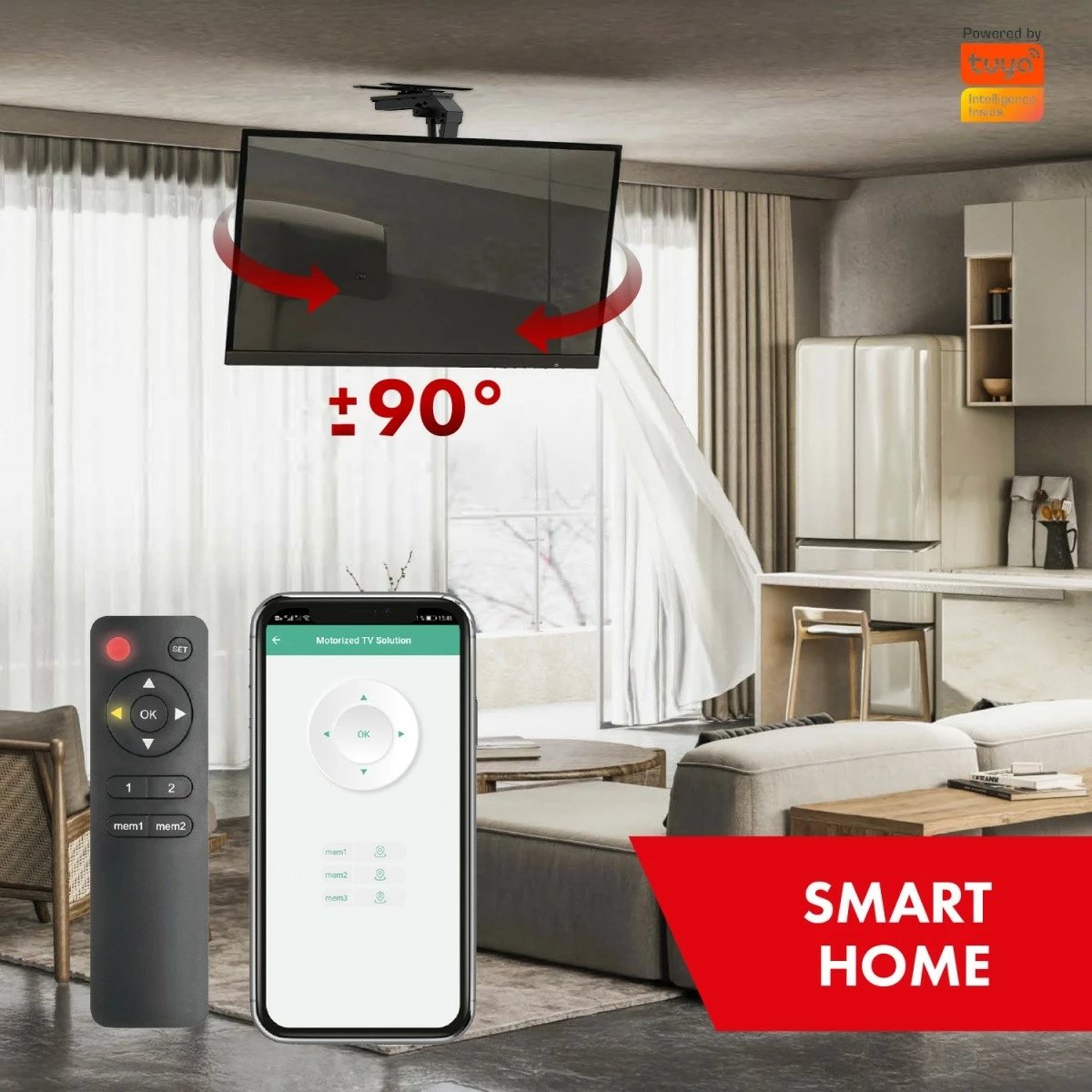 Mbajtëse tavani elektrike për TV Maclean MC-109T, e zezë