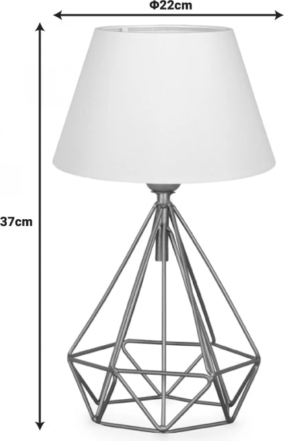 Llambë tavoline PWL-1080 E27 bardhë-ari 22x22x37cm