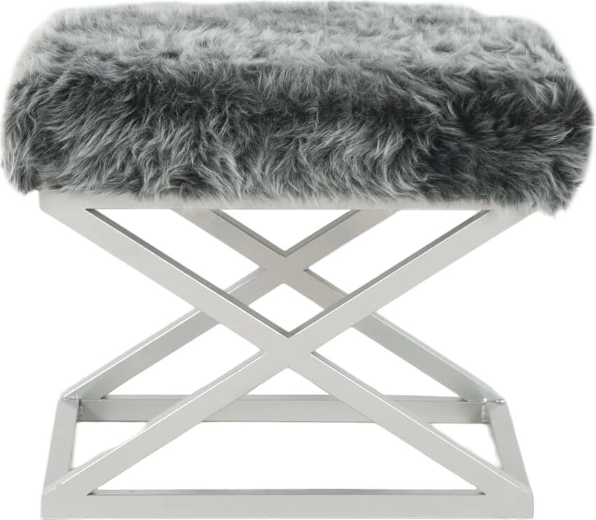 Puf Atelier del Sofa, pelush Capraz, argjend, gri