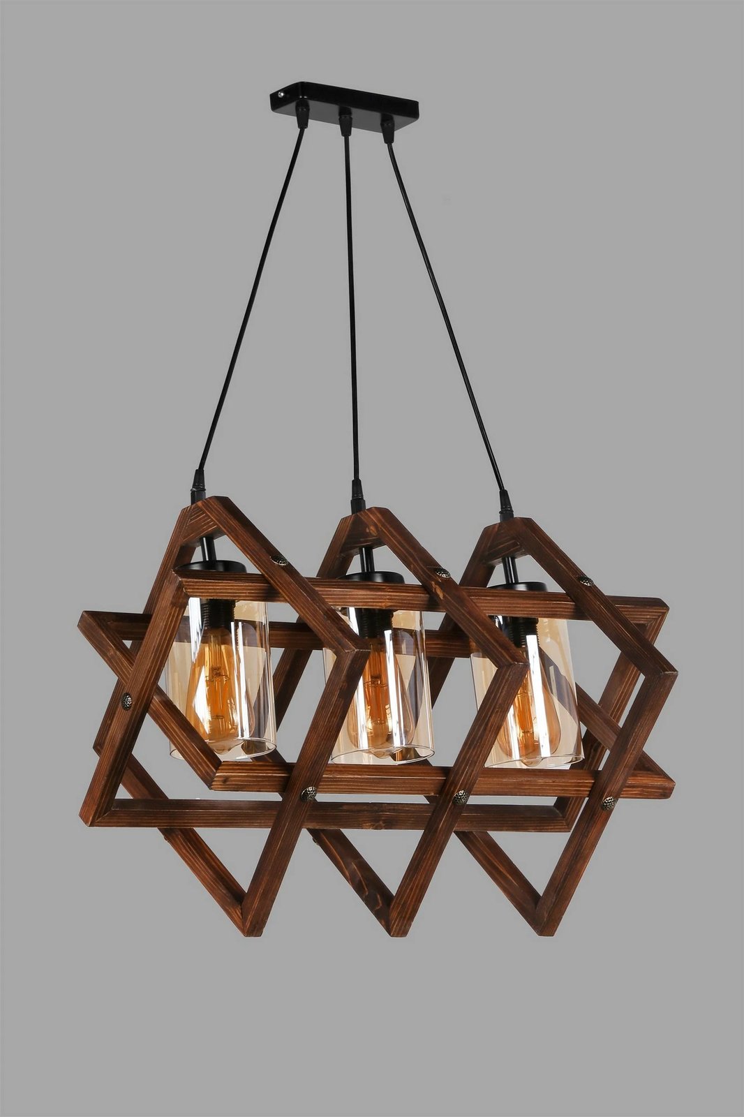 Llambë varëse prej druri, tre drita, ngjyrë arre, Berlin