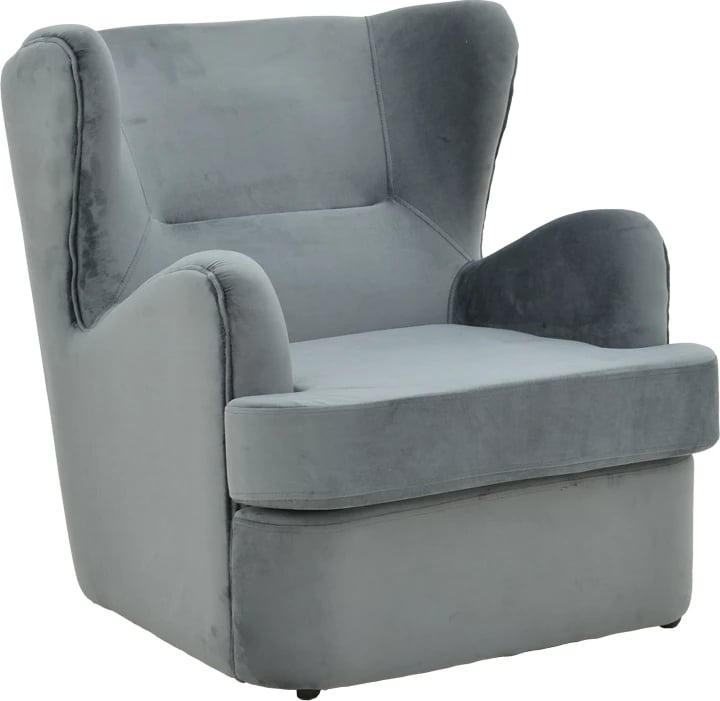 Fotel Regalo, kadife, ngjyrë antracit, 75x88x85cm