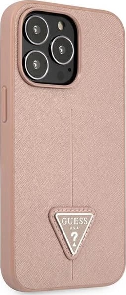 Mbështjellës Guess SaffianoTriangle Logo për iPhone 14 Pro 6.1", Rozë