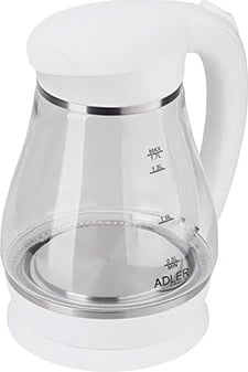 Çajnik elektrik, Adler AD 1274, 1.7L, 2200W, xhami, ndriçim LED, i bardhë