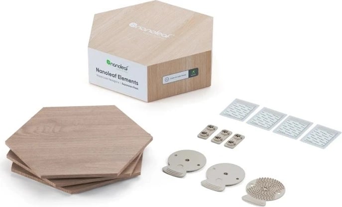 Panel ndriçimi dekorativ Nanoleaf Elements Wood Look Hex Expansion Pack 3, ngjyrë dru
