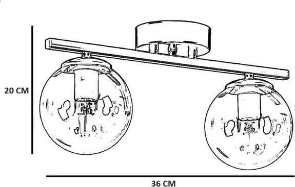 Llambë tavani Opviq, Yeni Can 2 llampa, krom mat, xham i bardhë