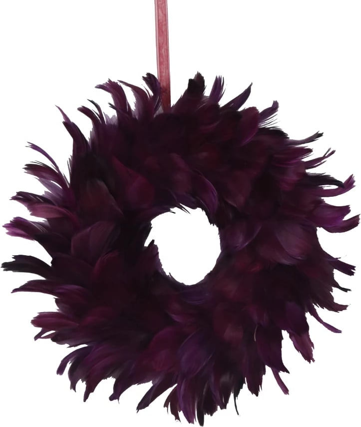 Kurorë Krishtlindjesh me pendë, ngjyrë vjollcë, 29x7x29cm