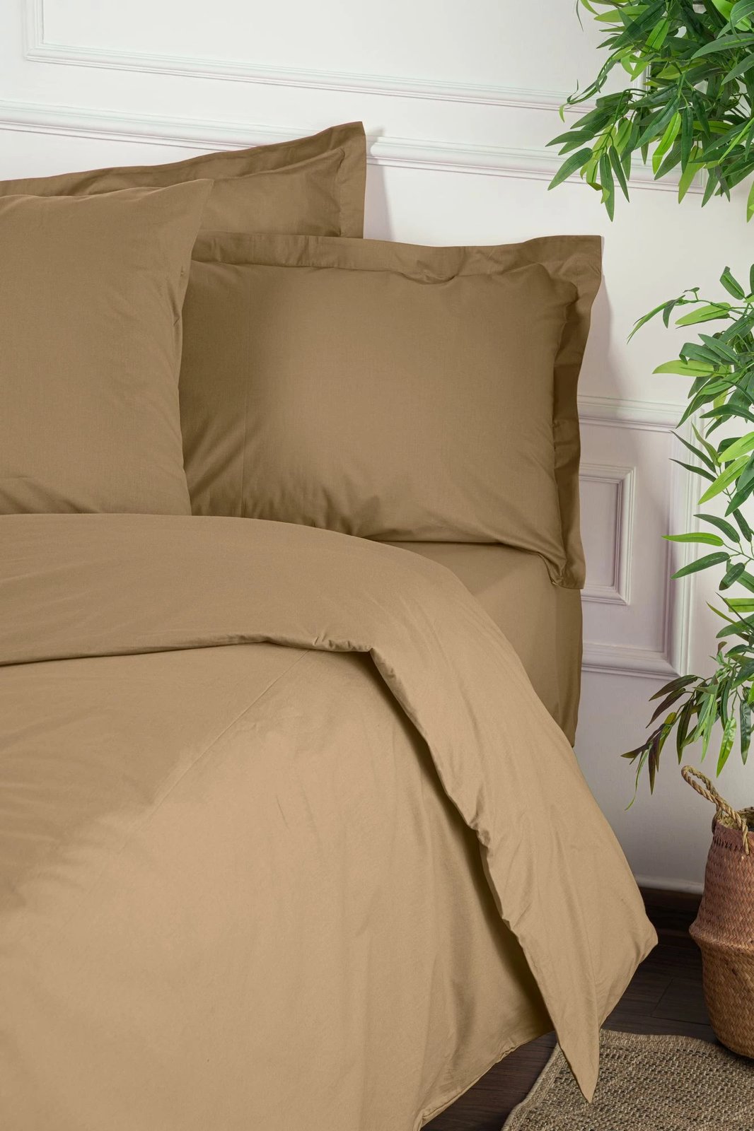 Set mbulesë për jorgan dopio Ranforce, ngjyrë kafe e çelët, L'essentiel