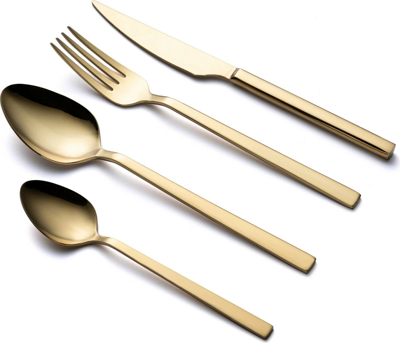 Set lugë, pirunë, thikë dhe lugë ëmbëlsirash (24 copë), ngjyrë ari, Hermia Concept, CBK24GD