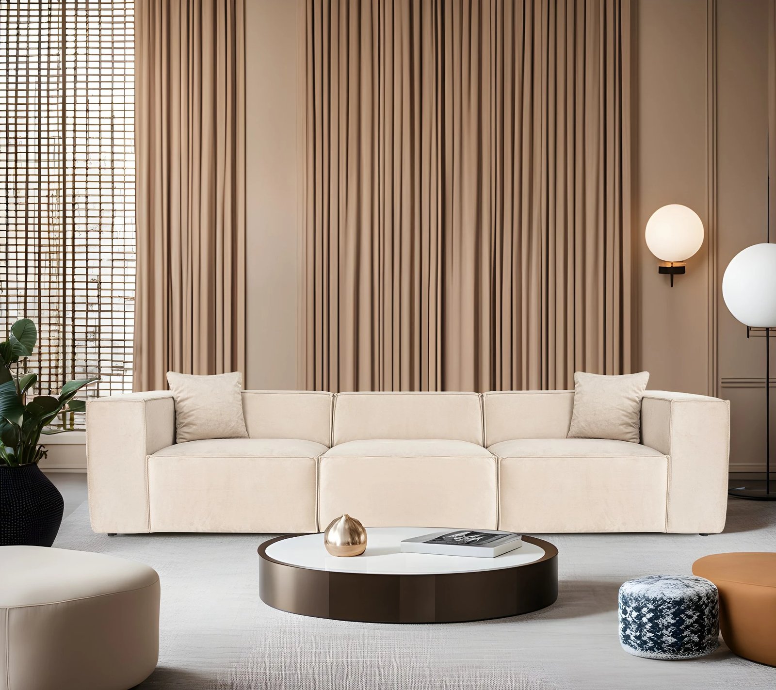 Divan treshe Lora, krem, Atelier del Sofa