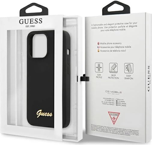 Mbështjellës Guess GUHMP13XLSLMGBK për iPhone 13 Pro Max 6.7", silikon, MagSafe, zi