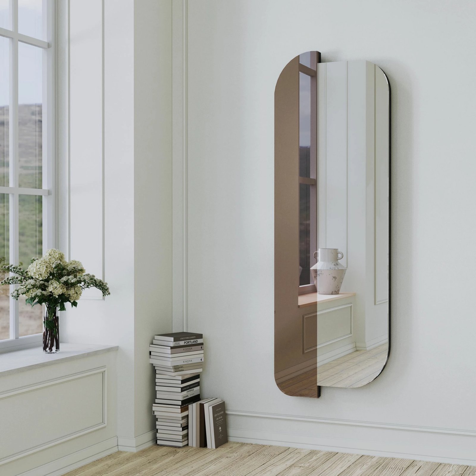 Pasqyrë dekorative Skye Decor, Day & Night, ngjyrë argjendi dhe bronzi, 50x130cm