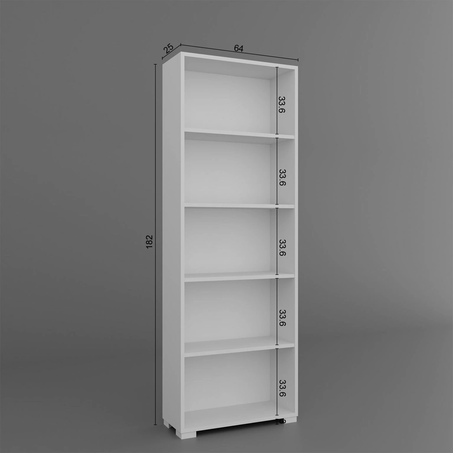 Raft librash Skye Decor, Lucas 1600-110, i bardhë, 64x182x25cm