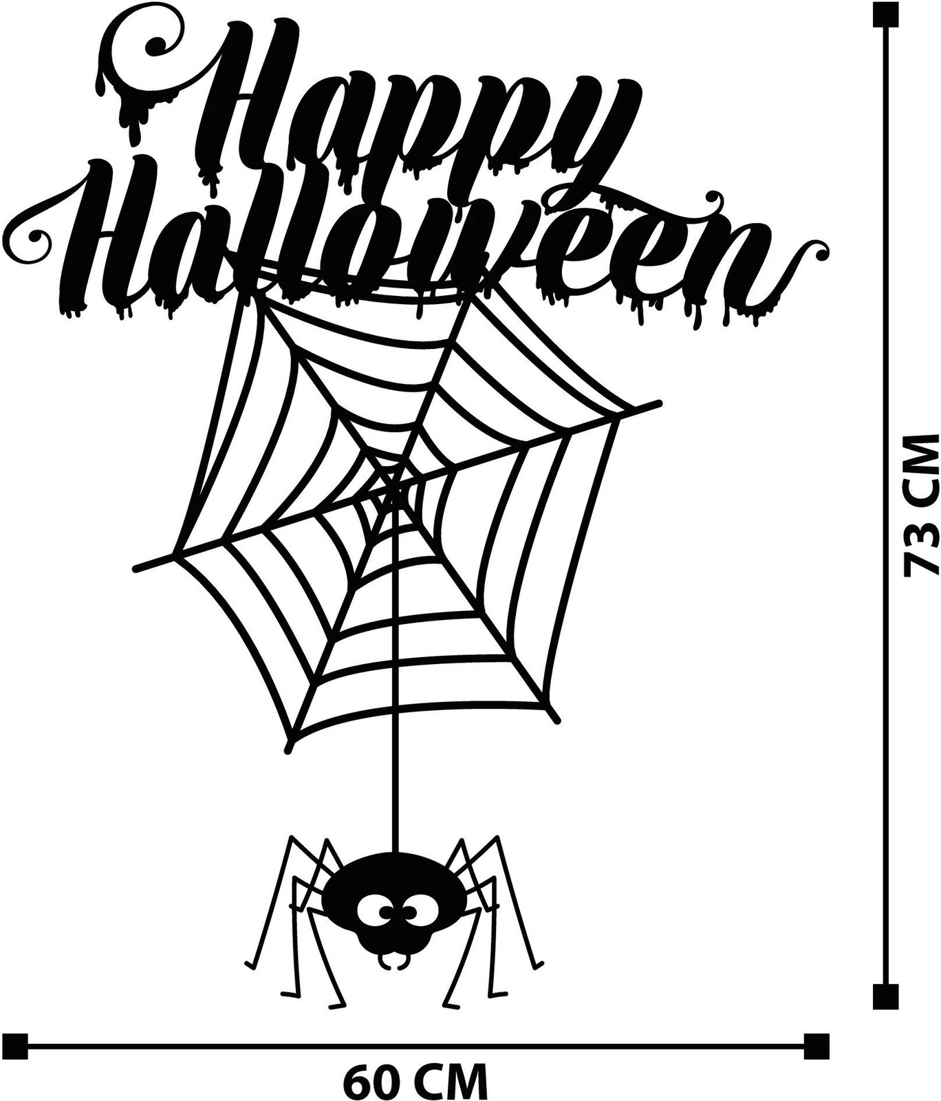 Aksesor dekorativ metalik për mur, Wallity, Halloween 3, ngjyrë e zezë, 60x73cm