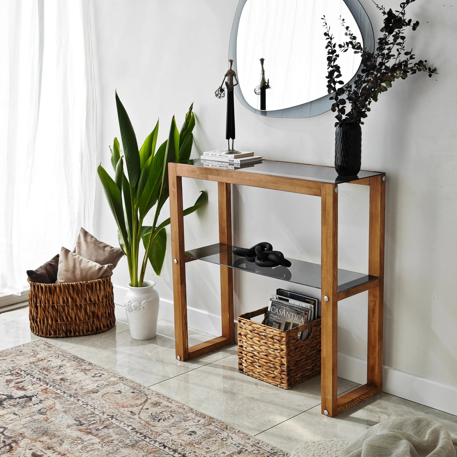 Komodë druri Skye Decor, ngjyrë arre, Via