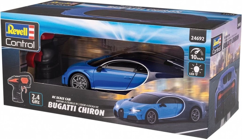 Makine lodër me telekomandë Revell RC Bugatti Chiron 1:24, e zezë/blu