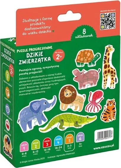Pazëll progresiv për fëmijë CzuCzu Wild Animals, 29 pjesë, shumëngjyrëshe