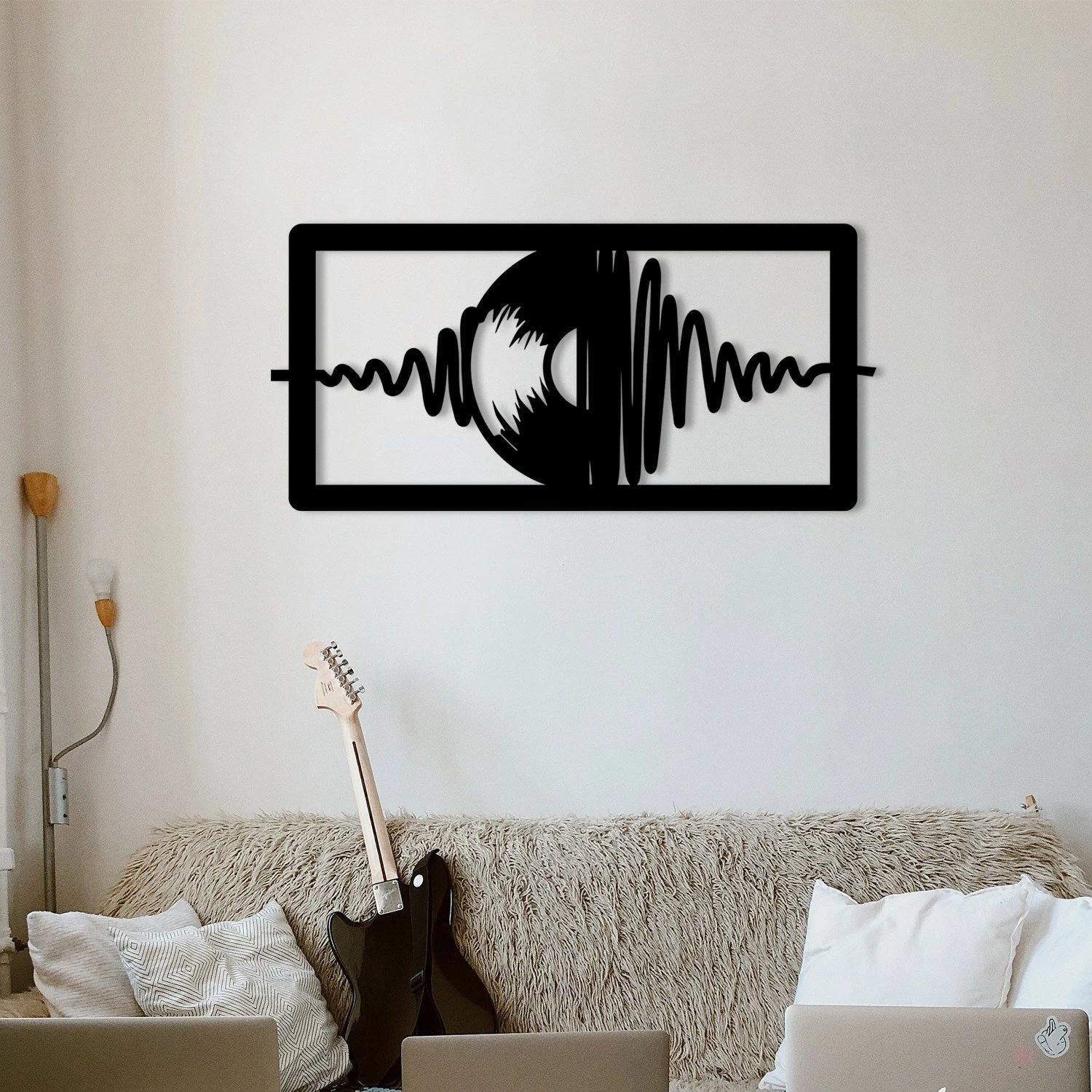 Aksesor dekorativ metalik për mur, Wallity, Timsal, ngjyrë e zezë, 50x24cm