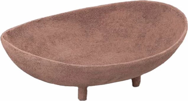 Enë dekorative me këmbë, alumin, ngjyrë terrakote, 35x24x11cm