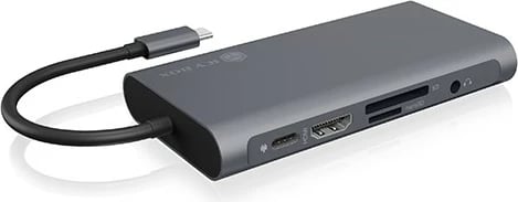 Kasë dokimi IcyBox IB-DK4040-CPD, USB Type-C, HDMI/VGA, anthracite/black