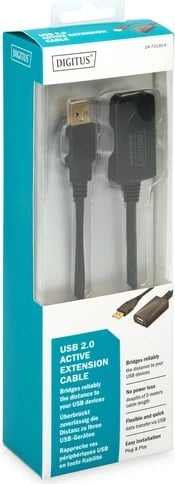 Kabllo zgjatuese USB 2.0 Digitus DA-70130-4, 5m, e zezë