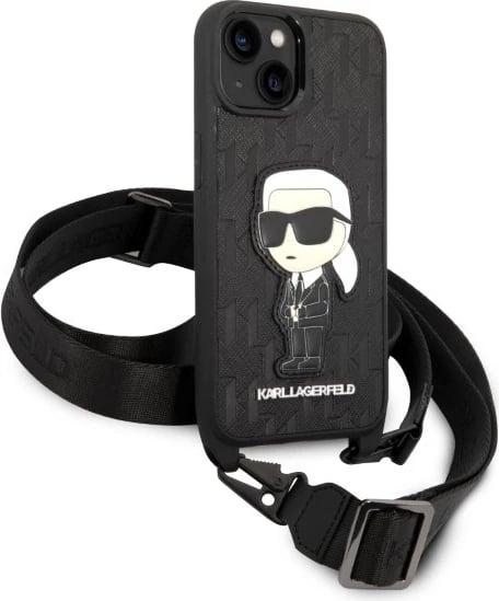 Mbështjellës Karl Lagerfeld KLHCP14MSTKMK për iPhone 14 Plus 6.7", Monogram Ikonik Patch, i zi