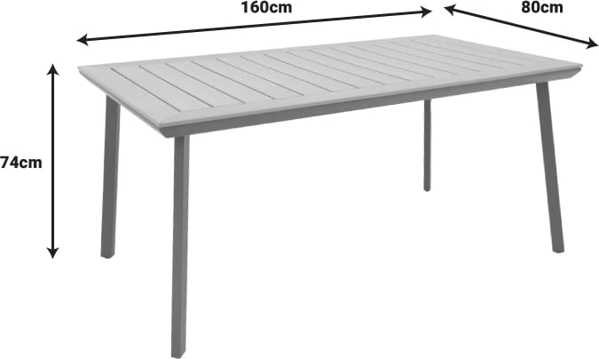 Tavolinë Griffith alumini dhe sipërfaqe tavoline në ngjyrë natyrale, 160x80x74cm