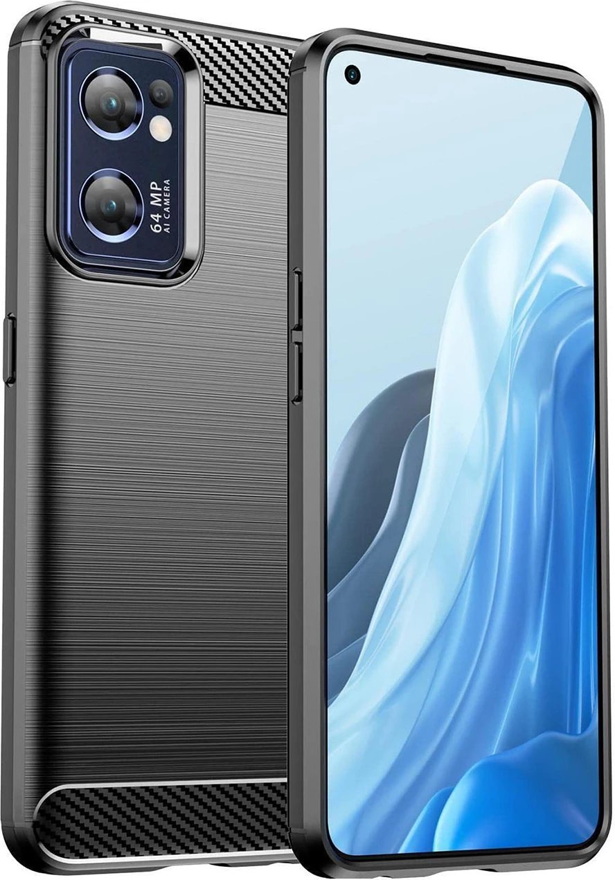 Mbështjellës Hurtel Carbon Case për Realme Narzo 50 5G, TPU, i zi
